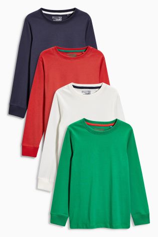Multi Plain Long Sleeve T-Shirts Four Pack (3-16yrs)